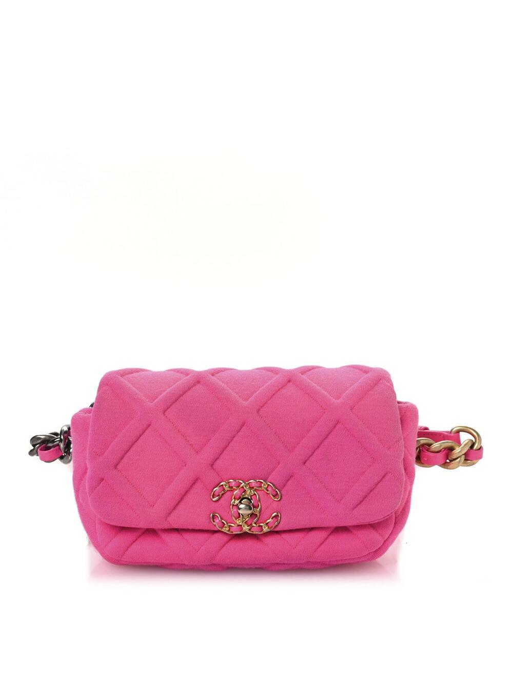 Jersey Quilted Chanel 19 Waist Bag Pink #324771C17B